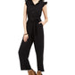 Macacão feminino Monteau Petite com babados, preto, tamanho pequeno grande