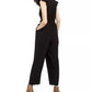 Macacão feminino Monteau Petite com babados, preto, tamanho pequeno grande