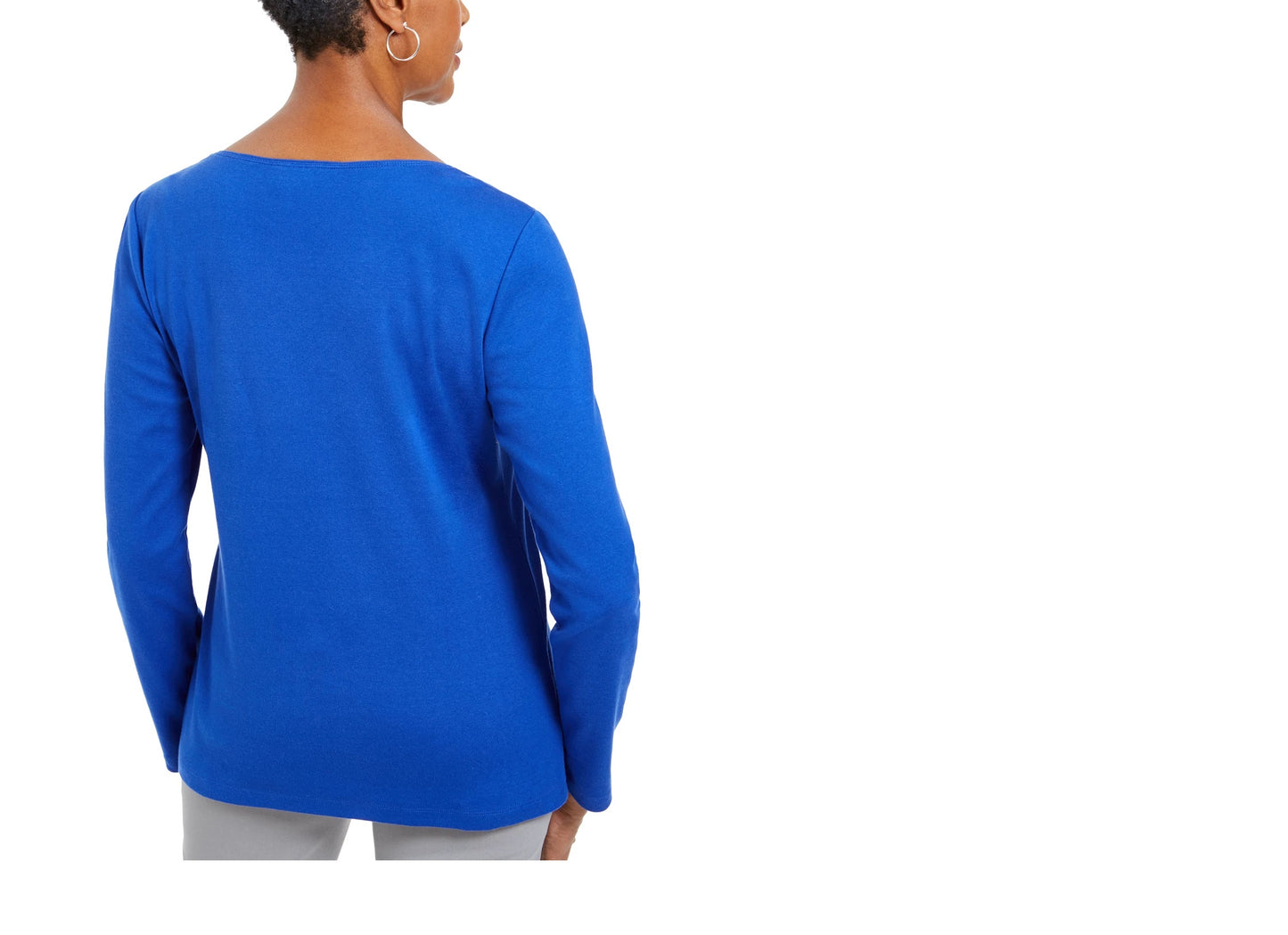Blusa de algodão com detalhes Karen Scott feminina, azul, tamanho X-G