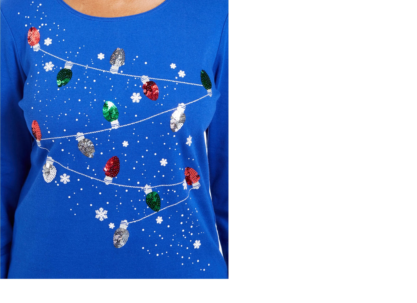 Blusa de algodão com detalhes Karen Scott feminina, azul, tamanho X-G