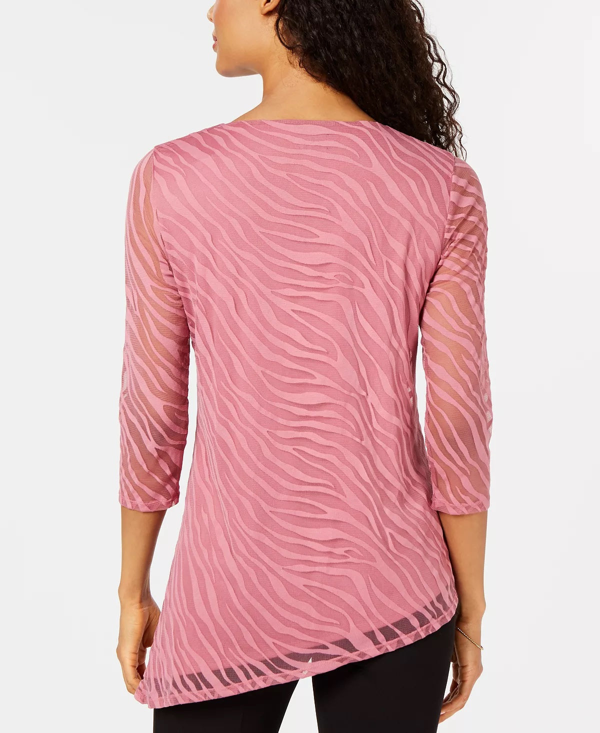 Blusa feminina estampa animal burnout da coleção JM, rosa, tamanho pequeno, extragrande