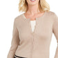 Karen Scott Cardigan Feminino Colorblocked Hem Bege Tamanho Pequeno