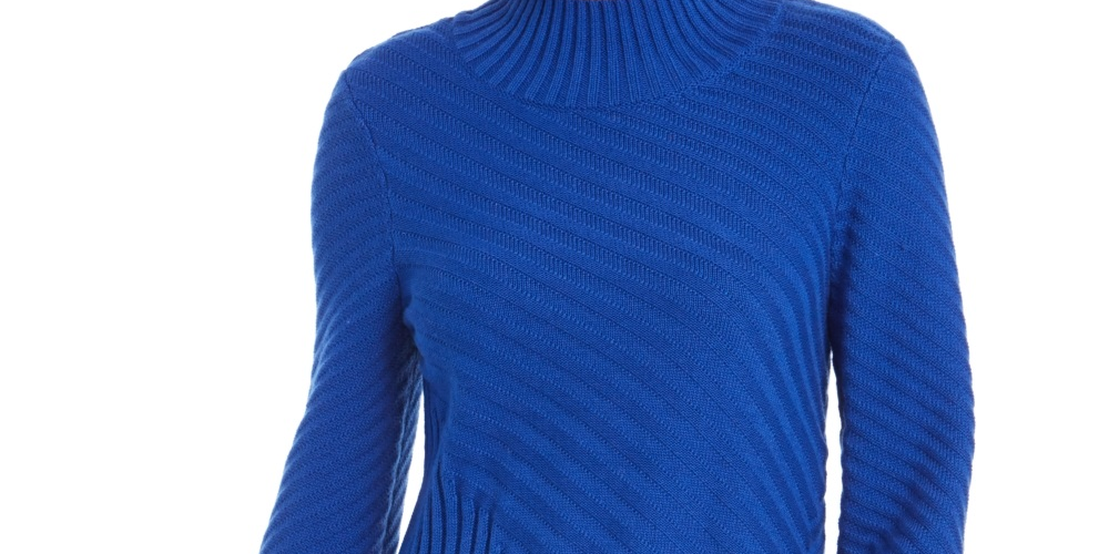 Suéter feminino Charter Club com gola simulada e pontos mistos, azul, tamanho grande