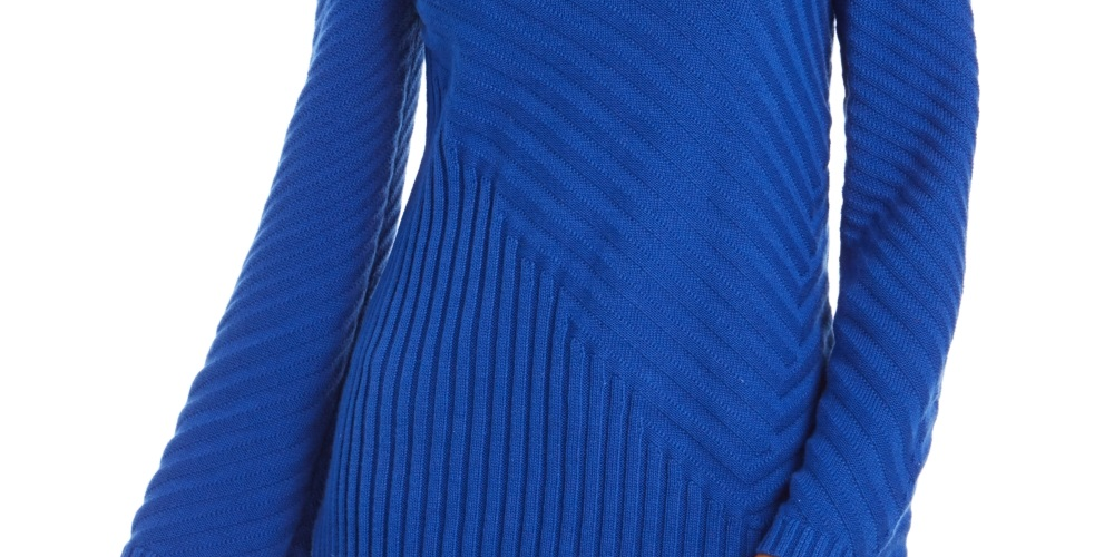 Suéter feminino Charter Club com gola simulada e pontos mistos, azul, tamanho grande