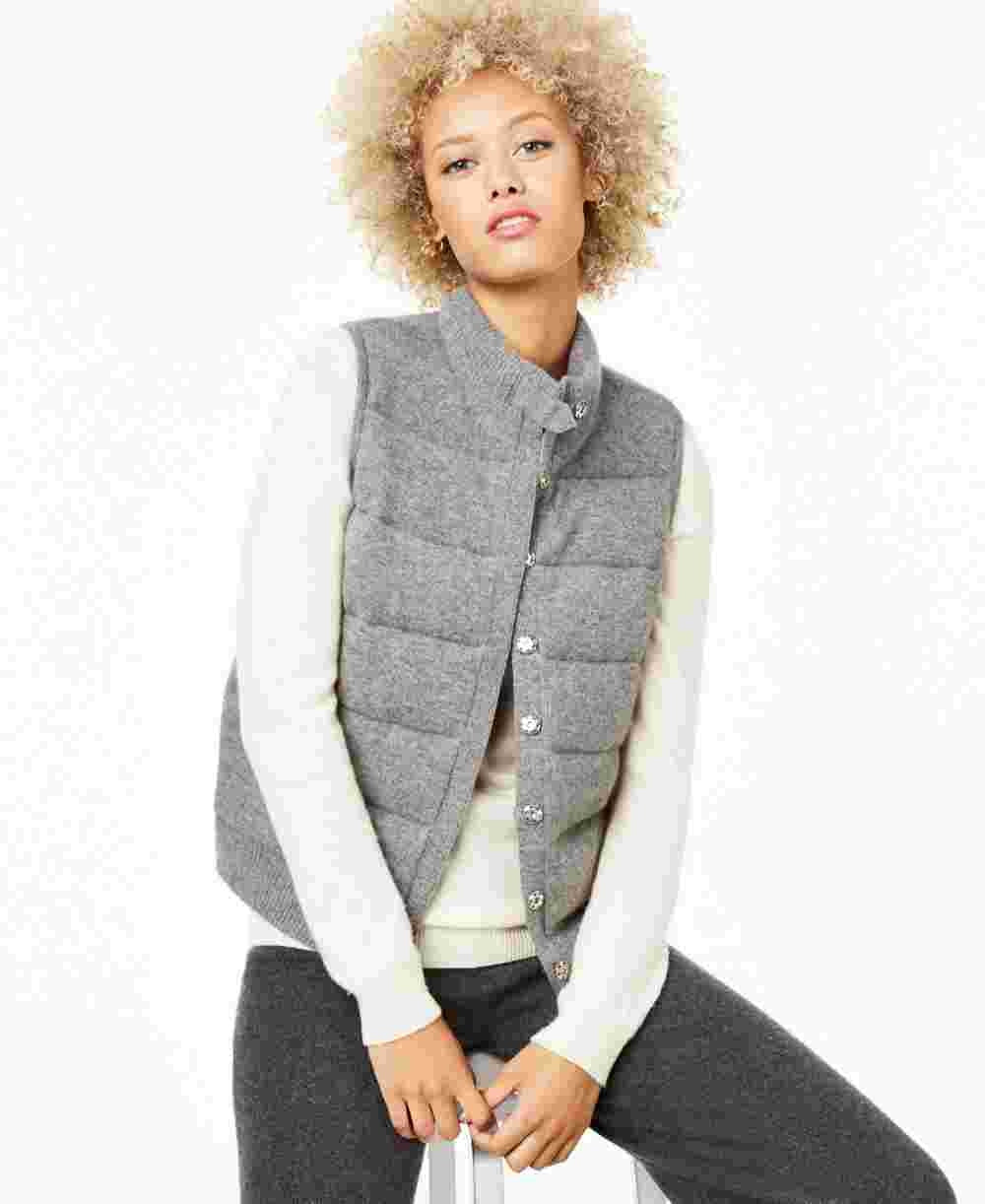 Colete de cashmere feminino Charter Club, tamanhos regulares e pequenos, carvão, tamanho pequeno