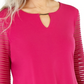 Blusa feminina com manga bufante JM Collection, rosa, tamanho médio