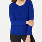 Karen Scott Suéter Feminino de Tricô com Cabo Diamante Azul Tamanho X-G