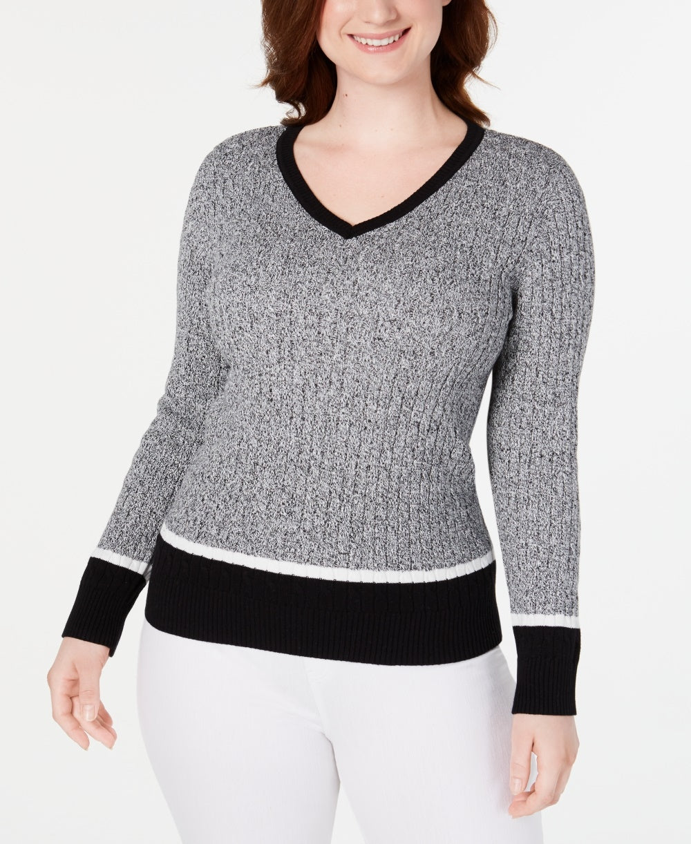 Karen Scott Suéter Teresa Cotton Colorblock Feminino Preto Tamanho X-G