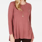 Suéter plissado alto-baixo feminino Style &amp; Co, tamanho pequeno, roxo, tamanho grande