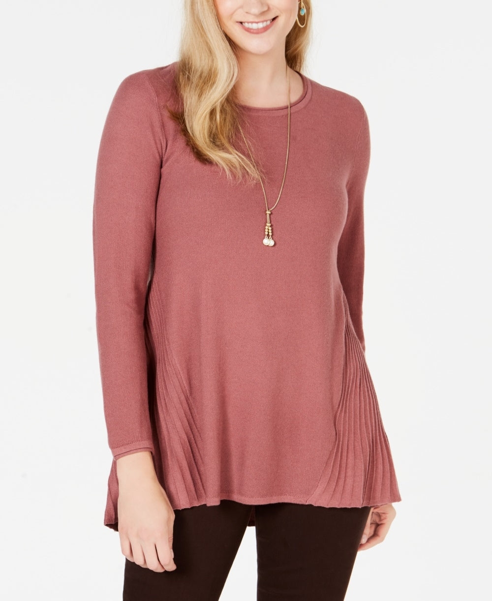 Suéter plissado alto-baixo feminino Style &amp; Co, tamanho pequeno, roxo, tamanho grande