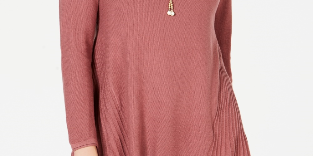 Suéter plissado alto-baixo feminino Style &amp; Co, tamanho pequeno, roxo, tamanho grande