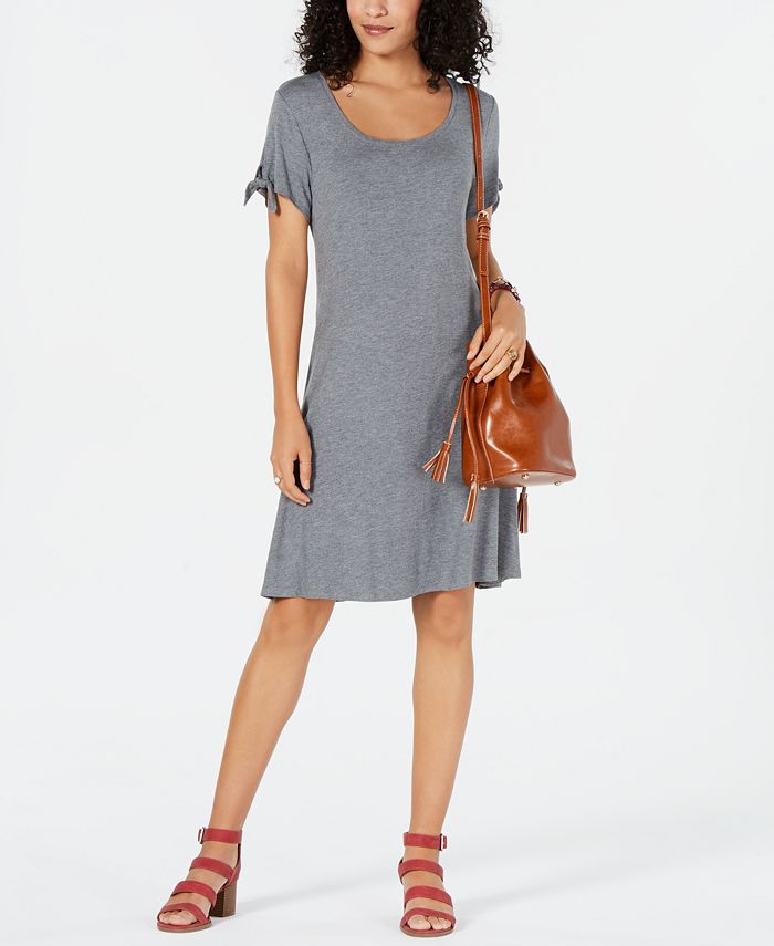 Vestido curto casual mesclado feminino Style &amp; Co, cinza, tamanho extragrande