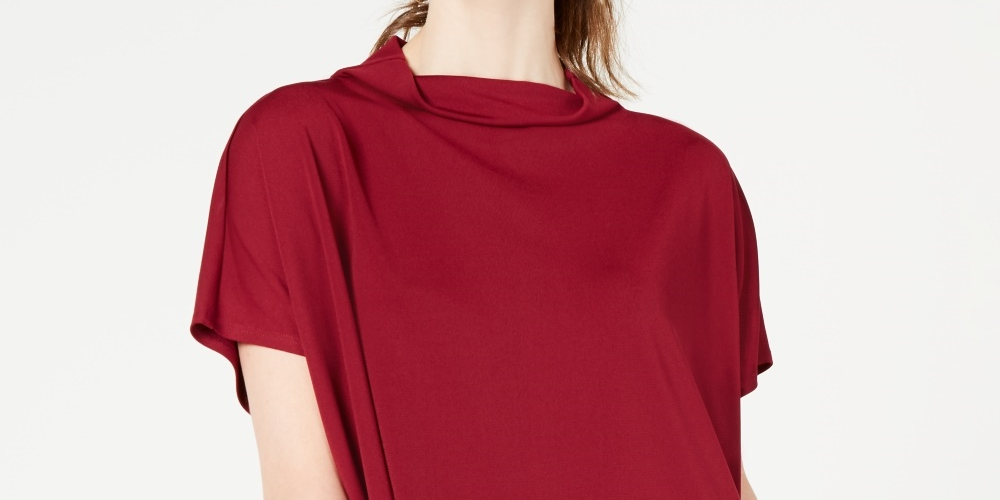 Blusa feminina Alfani Petite Cowl com gola alta e vinho PS