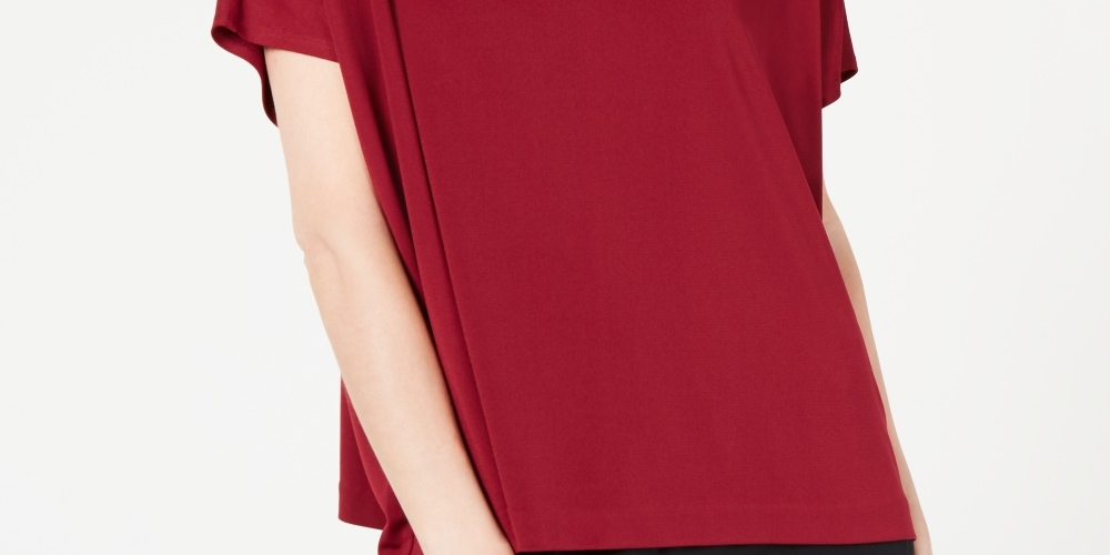 Blusa feminina Alfani Petite Cowl com gola alta e vinho PS