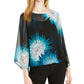 Blusa feminina Alfani Petite com mangas bufantes, azul-marinho - PS