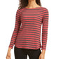 Charter Club Blusa de manga comprida mesclada feminina, vinho, tamanho XXG
