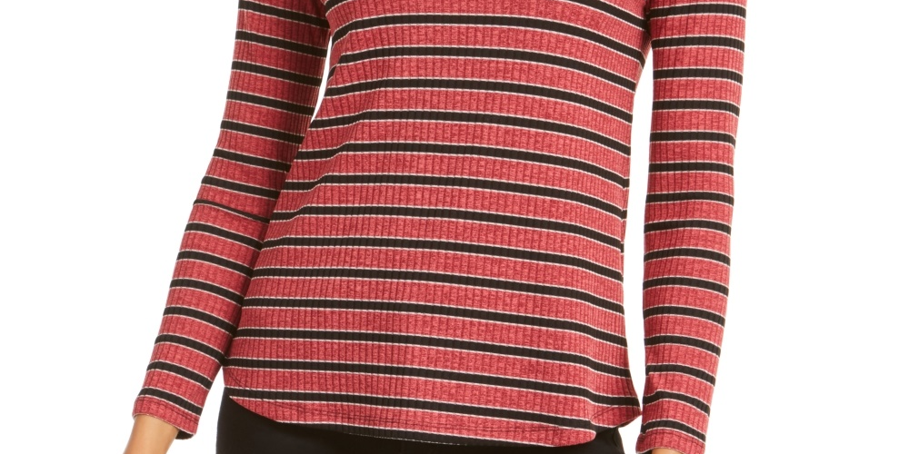 Charter Club Blusa de manga comprida mesclada feminina, vinho, tamanho XXG