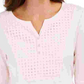 Karen Scott Top Henley Feminino com Acabamento em Crochê Rosa Tamanho Grande