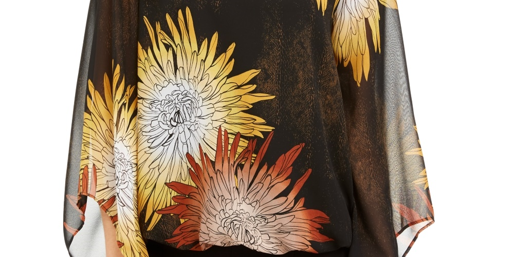 Blusa feminina Alfani com manga bufante, amarela, tamanho PL