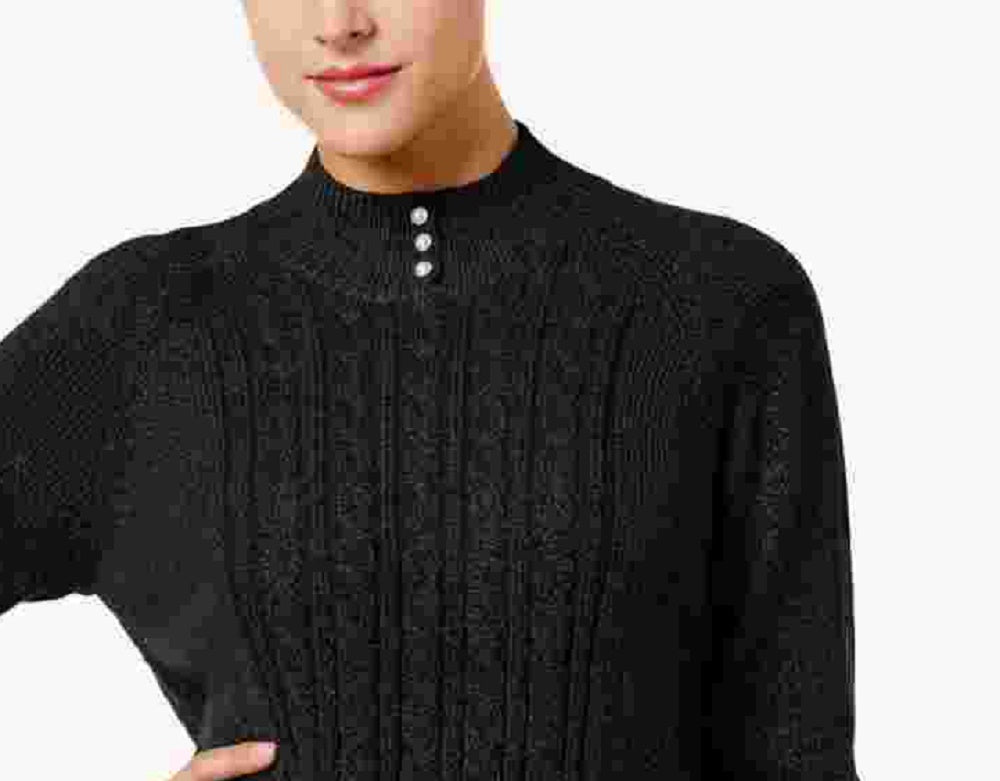 Karen Scott Suéter Feminino Preto Mesclado Manga Longa Preto PL