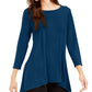 Blusa feminina Alfani lisa, azul, tamanho pequeno, médio
