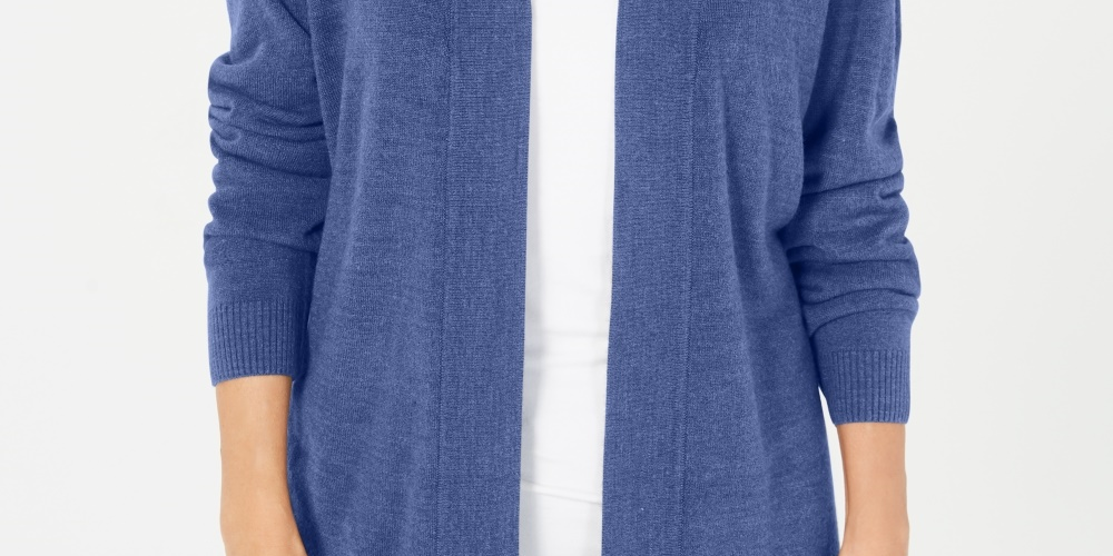 Karen Scott Cardigan Feminino Pequeno com Frente Aberta Azul Tamanho P