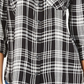 Camisa xadrez feminina de algodão com mangas curtas e abas Style &amp; Co, preta, tamanho pequeno extragrande