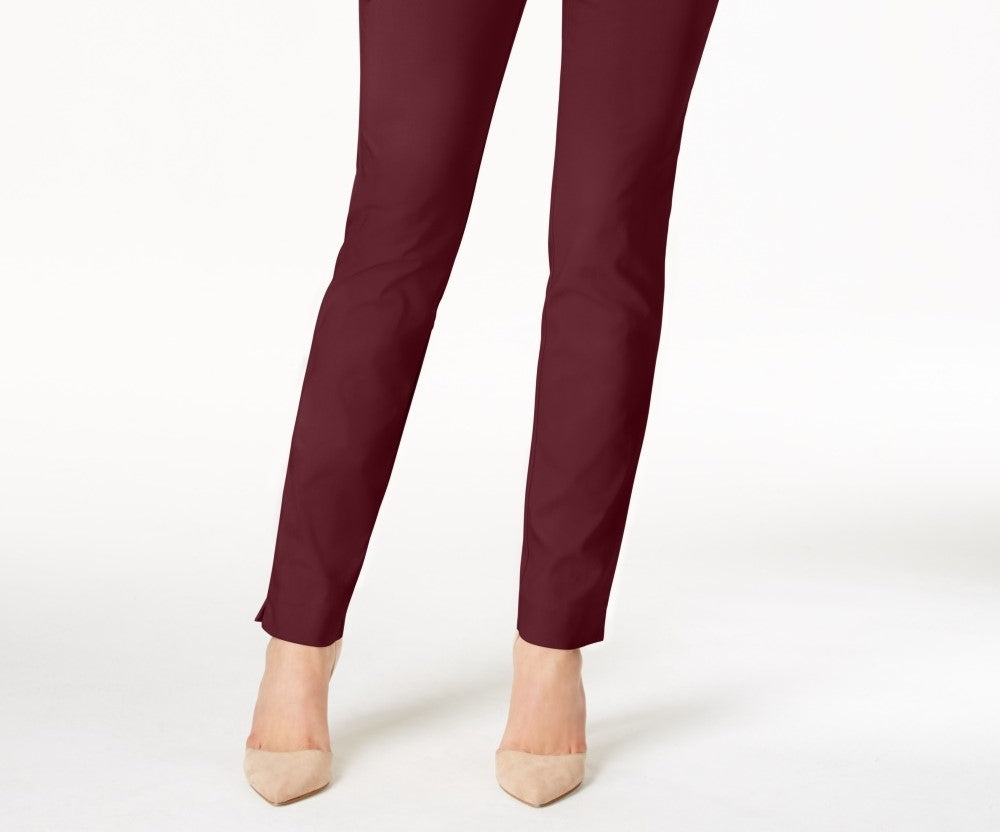 Calça feminina Charter Club Petite Cambridge Tummy-Control Slim-Leg, vinho, tamanho 4 P
