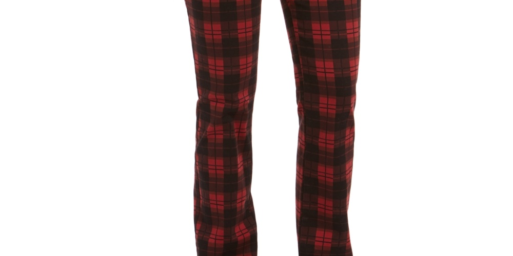 Calça jeans feminina xadrez Lexington Charter Club, preta, tamanho 4P