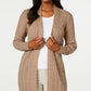 Cardigan de malha trançada feminino Karen Scott, marrom, tamanho XS