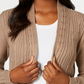 Cardigan de malha trançada feminino Karen Scott, marrom, tamanho XS