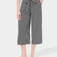 Calça capri feminina listrada com perna larga e amarração frontal, preta, tamanho pequeno, Maison Jules