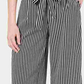 Calça capri feminina listrada com perna larga e amarração frontal, preta, tamanho pequeno, Maison Jules