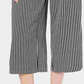 Calça capri feminina listrada com perna larga e amarração frontal, preta, tamanho pequeno, Maison Jules