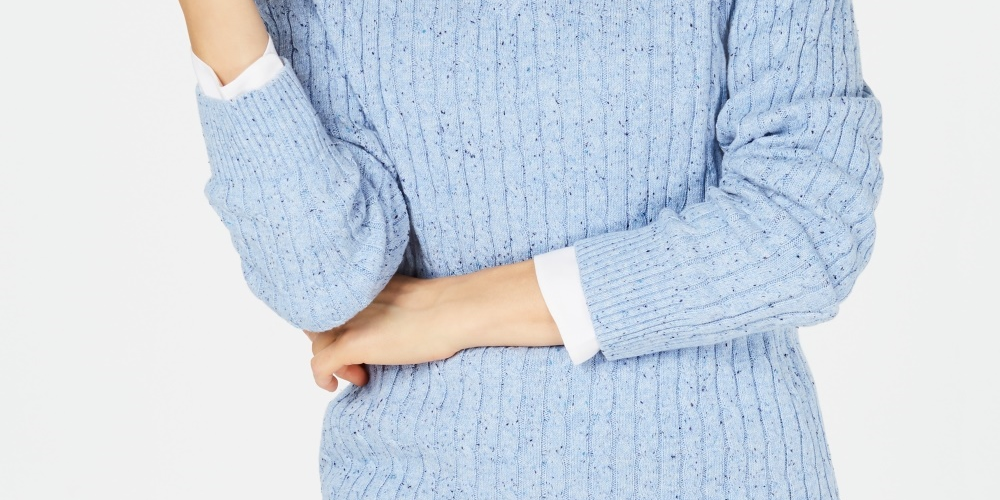 Karen Scott Suéter Feminino de Tricô com Decote em V Azul Tamanho PS-