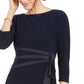 Vestido feminino Jessica Howard de cetim e jersey com babados, preto, tamanho 14, pequeno