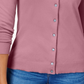 Karen Scott Cardigan Feminino Gola Redonda Rosa Tamanho Pequeno X-Grande