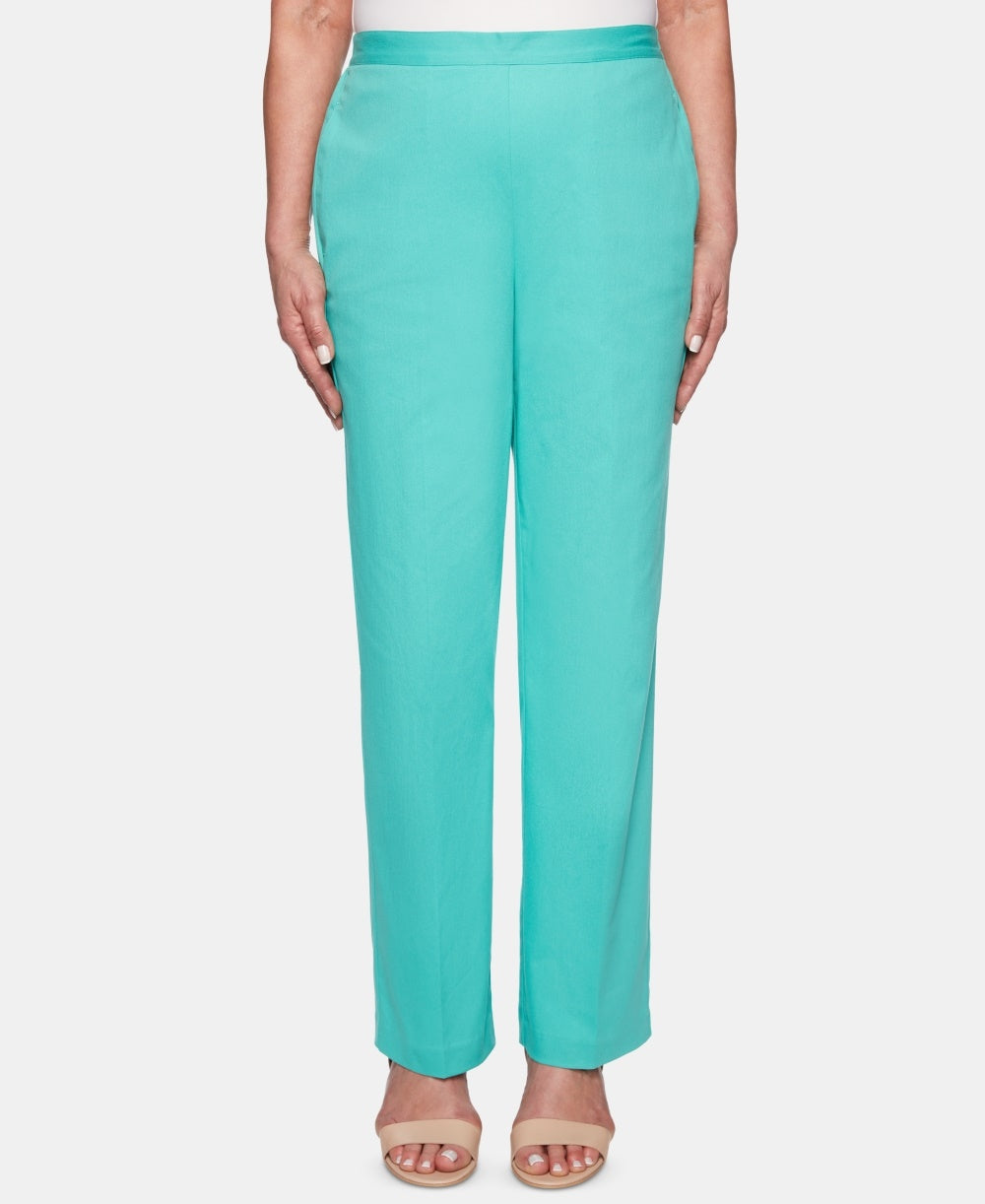 Calça feminina Alfred Dunner Coastal Drive Pull On Azul Tamanho -14