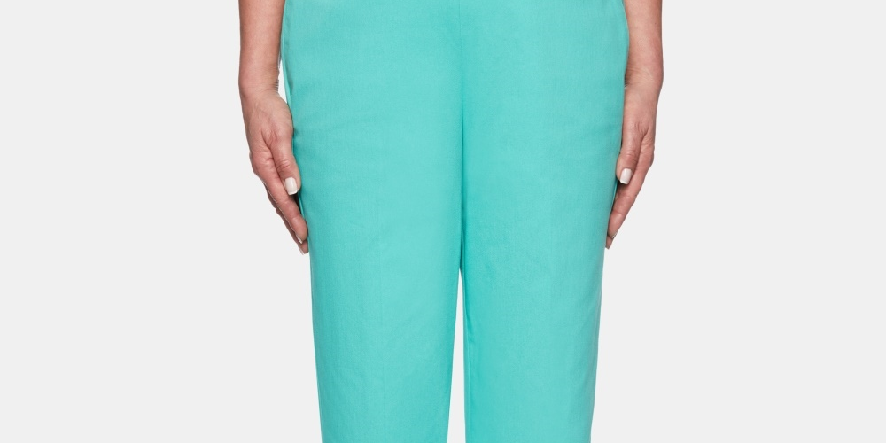 Calça feminina Alfred Dunner Coastal Drive Pull On Azul Tamanho -14