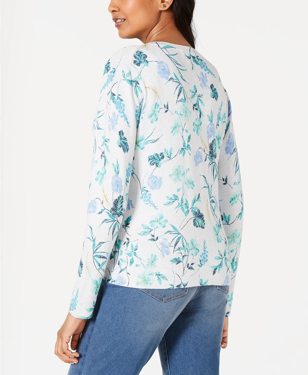 Cardigan feminino com estampa floral Charter Club cinza tamanho XX-G