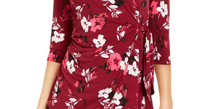 Top feminino Alfani com estampa lateral e amarração lateral, tamanho pequeno, vermelho, extragrande