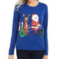 Karen Scott Suéter Feminino Papai Noel Bicicleta Azul Tamanho Pequeno