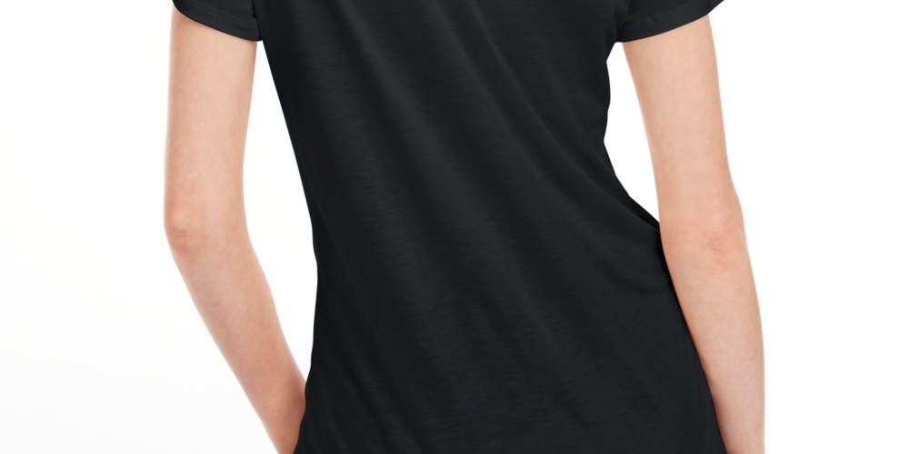 Camiseta feminina lisa com amarração nas costas Maison Jules, preta, tamanho extragrande