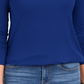 Blusa feminina Charter Club com gola alta canelada mesclada, azul, tamanho grande