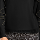 Thalia Sodi Top Feminino com Mangas Babadas e Enfeites, Preto, Tamanho X-G