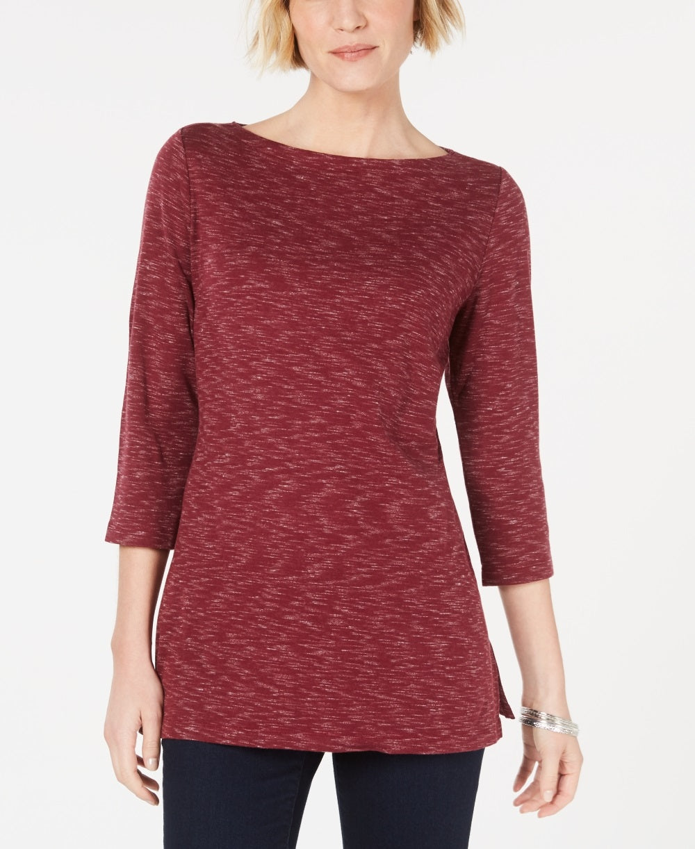 Karen Scott Blusa Feminina Gola Canoa Space Dyed Vermelha Tamanho X-G