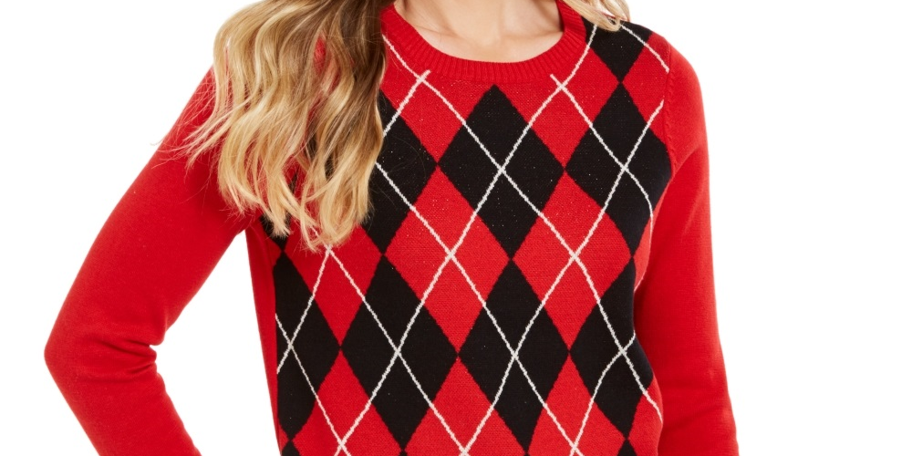 Suéter Argyle Feminino Charter Club Vermelho Tamanho PL