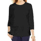 Karen Scott Moletom Feminino Petite Textured Dot Preto Tamanho PL