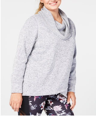 Ideology Women's Plus Size Cowl-Neck Pullover White Size 1X