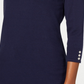 Karen Scott Suéter Feminino de Algodão Colorblock Azul Tamanho P